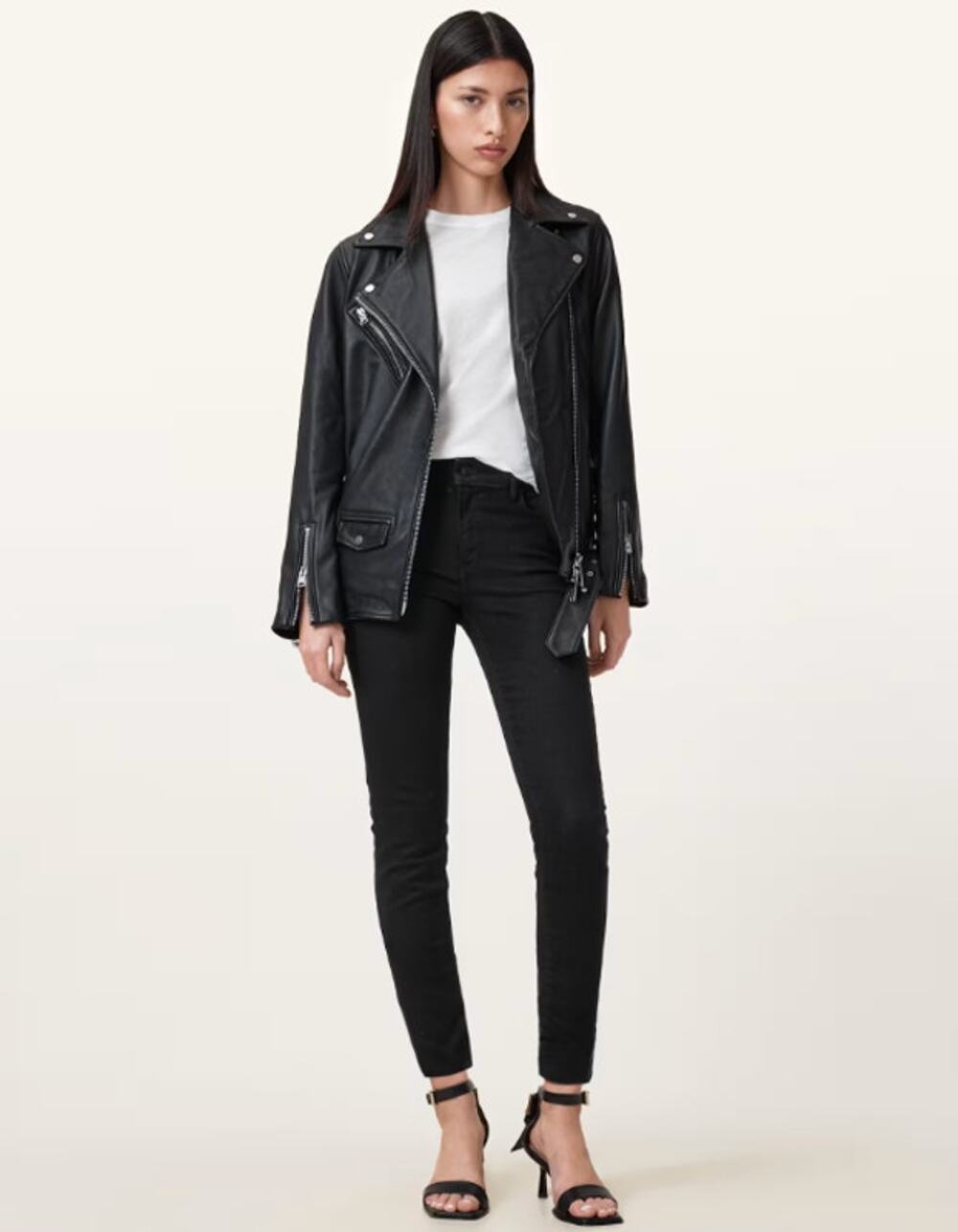 NWT Allsaints Miller Size Me Stretch Denim Jeans Mid Rise Skinny Black S